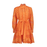 Plataz Elegant Court Style 2025 Summer New Collar Lace Embroidery Strap Lotus Side Lantern Sleeve Dress