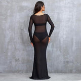 Plataz Women's Clothing Perspective High Elastic Net Round-Collar Repair Pregnant Woman Photo Photo Drag Floor Dress 1245 Maternity