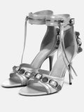 Plataz High Heel Round Head Zipper Metal Rivet Needle Buckle Fish Mouth High Help Sandals Large Size Woman High Quality Shoes