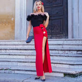 Plataz Fashion Three-Dimensional Flower Banding Half-Body Skirt Sexy Open Party Half-Dress Skirt