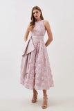 Plataz Summer New Round-Neck Sleeveless Three-Dimensional Flower Belt To Receive Long-Term Dress Women