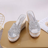 Plataz High Water Drill Slope In The Pine Shoes And The Summer Cool Slippers Waterproof Table Weaving High Heels Wear Thick Bottom Slippers High Quality Shoes