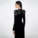 Plataz Temperament Square Collared Diamond With Long Sleeve Banded Dress Dress For Party Dinner