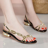 Plataz New Bohemian Fashion Sandals Women's Summer Leather Flat-Soled Beach Shoes Anti-Slip Crystal Women's Shoes High Quality Shoes