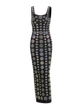 Plataz Hottie Bag Hip Dress 2025 Summer New U Collared Back With Diamond Lady Hanging Dress Dress