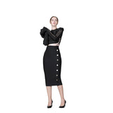 Plataz And Winter New Waist Slim Half Skirt Fashion Slit Buckle Long Skirt Slim Bandage Nepotism