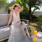 Plataz Tourism Holiday Wear Design Atmosphere Folded Neck Vest Half-Dress Suit