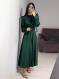 Plataz 2024 New Waist-Skinny Strap Solid Color Long-Sleeved Dress Design Dress Dress Woman