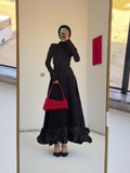 Plataz Spring Bubble Mesh Dress Evening Dress Soft Leaves Side Dressing Dress