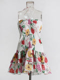 Plataz Holiday Wind 2025 Summer New Breast-Scaring Necked Neck Design Short-Height Bullet Short Dress