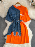 Plataz Hong Kong Flavor Temperament With Belt Round Tie Color Denim Shirt Spring New Chic Leisure Medium DJPT