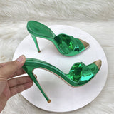 Plataz Fashion Sandals Laser Green 12CM Fine Heel High Heels Walking Shoes High Quality Shoes