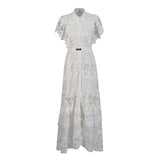 Plataz Temperament Fashion Elegant Style Dress 2025 New Collar Embroidery Sleeker Sleeker Summer New Long Dress Woman