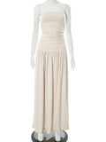 Plataz Women's Solid Color Sleeveless Bare Back Repair Folded Bra Dress DJPT