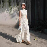 Plataz 2025 White Lace Hooks And Airnecked Backwear Dresses