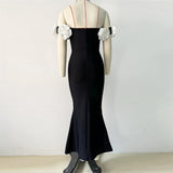 Plataz New Design Sense Three-Dimensional Flower Banded Dress Party Dress Fishtail Dress