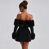 Plataz Women's New Plush Shoulder Noble Dress HZ0628