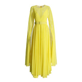Plataz Elegant Style Dress 2025 Spring New Round Horn Sleeves Big Swing Dress Dress Woman