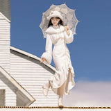 Plataz White Moonlight New Chinese Style Daily New Top Dress Autumn And Winter Set X166
