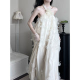 Plataz New Morning Robe Super Fairy Flower Showback Dress Elegant Loose Hanging Neck Dress