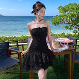 Plataz Holiday Style Bra Dress Embroidered Hem Moistle Short A-Dress Girl