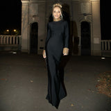 Plataz Fashion Diamond-Studded Nail-Peared Long-Sleeved Banded Dress Sexy Dew Party Party Dress Dress