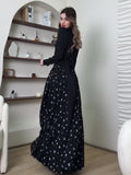 Plataz 2025 Temperament Long-Sleeved Design Round Collar Small Broken Floral Dress Dress Dress Woman