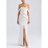 Plataz Women's New Sexy Open Shoulder Leaf Dress HZ0628