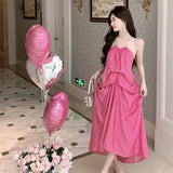 Plataz Bare Back Hanging Neck Sling Dress Women's Spring Summer Tea Break French Sexy Travel Holiday Dress