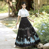 Plataz Design Fantasy Night Butterfly Chinese Style Improvement Han Elements Female Shirt Horse Face Dress Set 9081