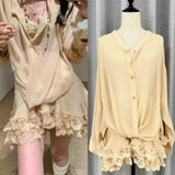 Plataz 2025 Vintage Chiffon Lace Skirt Suit