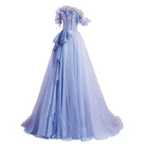 Plataz 2025 New Bridal Banquet Dress Host Gradually Blue Bright Star Show Evening Dress