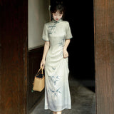 Plataz Empty Mountain New Rain Hanfu Women's Chinese Style To Improve The Daily Chinese Elements Cheongsam Dress Set 8689