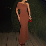 Plataz 2025 New Slanted Shoulder Sexy Temperament To Dress Up In The Famous Style Banquet Dress