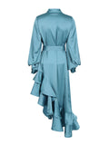 Plataz Temperament Fashion Court Style 2025 New Collar Single-D Row Buckle Bubble Sleeve Irregularly Spliced With Dress Woman