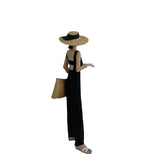 Plataz New Slings Women's Spring And Summer High-Waisted Black Broad-Legged Trousers With Jumpsuits