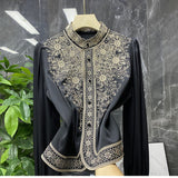 Plataz Silk Embroidery Shirt Women 2025 Early Spring New Court Style Collar Hollow Shirt Lady Temperament Elegant DJPT