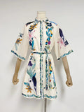 Plataz Niche 2025 New Collar Short Sleeves Printed With Thin Dress Woman