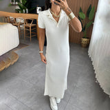 Plataz Fashion V-Neck Solid Color Comfortable Short Sleeve Dress For Fall 2024