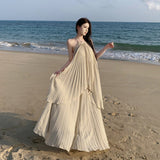 Plataz Wearing A Suit Hottie Bare Back Irregular Hanging Neck Vest Top Girl Summer 100 Folded Skirt Two Sets