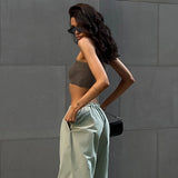 Plataz Rope Girded Casual Workwear Trousers Women Street Fashion Trend Women's Simple Loose Trousers DJPT