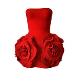 Plataz Bra Strap Dress With Stylish Three-Dimensional Big Flower Party Party Dress Dress Dress