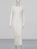 Plataz Temperament Famous Wind Dress 2025 New Round Neck Chest Hollow High-End Long-Sleeved Knitted Dress