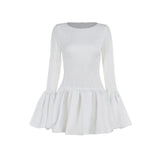 Plataz Autumn 2025 New Famous Style Style Musculiity Long-Sleeved Leafside Mini Dress Woman DJPT