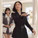 Plataz 2025 Black Small Suit Collar Lady Workplace Coat