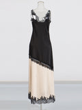 Plataz Famous Style Retro Dress 2025 Summer New Sling Lace Splicing Hollow Design Dress Dress Dress