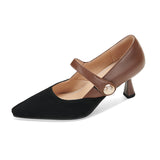 Plataz Large-Size Shoes Small Fragrant High-Heeled Shoes Women's Light Mouth Single Shoes Spring New Women's Shoes Korean Version Of The Pointed Mary Jane Shoes High Quality Shoes