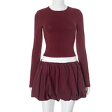 Plataz Women's Tight-Nung Twinning Top Floral Half Dress Elegant Suit DJPT