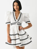 Plataz Temperament Elegant Famous Style Dress 2025 Spring New V-Neck Stripe To Receive Waist Tie Dress Woman