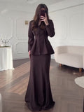 Plataz 2025 New Retro Soft And Pure Color Long Sleeve Blouse Long-Sleeved Dress Elegant And Comfortable Suit Woman